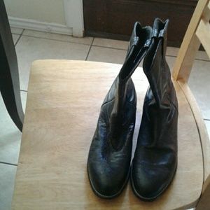 Larry Mahan roper boots black smooth ostrich 9.5 D